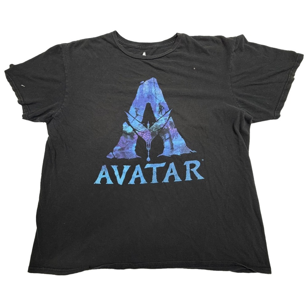Avatar Movie Logo T-Shirt Men's XL Black Distressed Graphic Tee